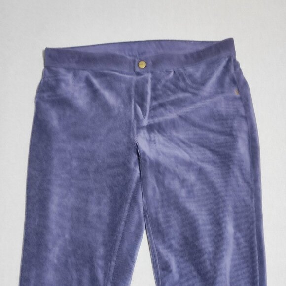 HUE Corduroy Leggings women's size M dark blue stretchy ankle crop - Picture 2 of 11